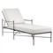 Aurore French White Canvas Cushion Metal Outdoor Chaise Lounge|Kathy Kuo Home
