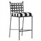 Aurore White Black Stripe Cabana Cushion Metal Outdoor Bar Stool|Kathy Kuo Home