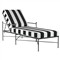 Aurore White Black Stripe Cabana Cushion Metal Outdoor Chaise Lounge|Kathy Kuo Home