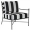 Aurore White Black Stripe Cabana Cushion Metal Outdoor Club Arm Chair|Kathy Kuo Home