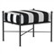 Aurore White Black Stripe Cabana Cushion Metal Outdoor Ottoman|Kathy Kuo Home