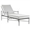 Aurore Cream Cushion Black Welt Metal Outdoor Chaise Lounge|Kathy Kuo Home