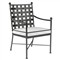 Aurore Cream Cushion Black Welt Metal Outdoor Dining Arm Chair|Kathy Kuo Home