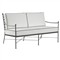 Aurore Cream Cushion Black Welt Metal Outdoor Loveseat|Kathy Kuo Home
