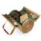 Kattie Rustic Brown Willow Green Lining Picnic Basket with Serverware for 2