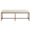 Hani Modern Classic Gold Iron Frame White Performance Linen Seat Bench|Kathy Kuo Home