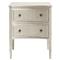 Lanie French Country Grey Mahogany 2 Drawer Nightstand|Kathy Kuo Home
