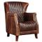 Sherriline Modern Classic Brown Upholstered Leather Cushion Wing Chair|Kathy Kuo Home