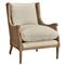 John French Country Brown Oak Wood Beige Performance Cushion Occasional Chair|Kathy Kuo Home