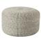 Saba Solar Coastal Beach Grey Outdoor Round Pouf|Kathy Kuo Home