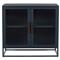 Noor Coastal Beach Clear Glass Door Blue Metal Sideboard|Kathy Kuo Home