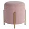 Riya Hollywood Regency Pink Cushion Gold Metal Round Pouf|Kathy Kuo Home