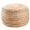 Sangam Coastal Beige Jute Round Pouf|Kathy Kuo Home