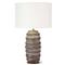 Ola Rustic Lodge Brown Ceramic Base White Linen Shade Table Lamp