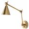 Sal Mid-Century Natural Brass Steel Adjustable Armed Sconce