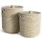 Elias French Country White Seagrass Hamper Basket with Lids - Set of 2|Kathy Kuo Home