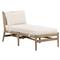 Rose Coastal Beach White Upholstered Brown Wood Frame Outdoor Chaise|Kathy Kuo Home