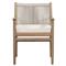 Rose Coastal Off White Upholstered Seat Woven Rope Wood Outdoor Dining Arm Chair|Kathy Kuo Home