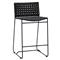 Clint Coastal Beach Black Woven Rope Seat Black Iron Frame Outdoor Counter Stool|Kathy Kuo Home