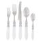 Aladdin Brilliant Modern White Acrylic 5 Piece Flatware Place Setting|Kathy Kuo Home