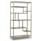 Greta Hollywood Regency Gold Iron Glass Shelves Open Back Office Etagere|Kathy Kuo Home