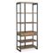 Tristan Industrial Brown Mango Wood Open Back Grey Iron Frame Office Etagere