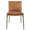 Marissa Industrial Tan Upholstered Leather Gold Iron Dining Chair - Set of 2|Kathy Kuo Home