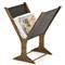 Fely Rustic Lodge Brown Aluminum Frame Black Faux Leather Magazine Rack|Kathy Kuo Home