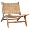 Lemar Coastal Beach Brown Teak Wood Frame Rattan Seat Back Occasional Chair|Kathy Kuo Home