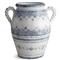 Burano Coastal White Ceramic Blue Lace 2-Handled Urn|Kathy Kuo Home