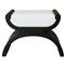 Worlds Away Janna Rustic Lodge Black Oak White Upholstered Seat Stool|Kathy Kuo Home
