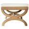 Worlds Away Xanadu Coastal Beach White Upholstered Seat Natural Rope Stool|Kathy Kuo Home