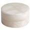 Suri Modern Natural White Alabaster Round Swivel Decorative Box|Kathy Kuo Home