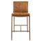 Marissa Industrial Loft Gold Hammered Iron Tan Leather Counter Stool|Kathy Kuo Home