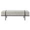 Ronan Modern Classic Grey Performance Upholstered Seat Black Iron Frame Bench|Kathy Kuo Home