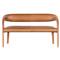 Alexander Mid Century Brown Upholstered Leather Dining Bench|Kathy Kuo Home