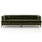 Allen Mid Century Green Velvet Brown Wood Frame Button Tufted Sofa - 91.25&quot;W|Kathy Kuo Home