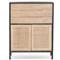 Rhian Coastal Beach Black Mango Wood Natural Woven Cane Dresser|Kathy Kuo Home