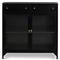 Katren Industrial Loft Black Metal Clear Tempered Glass 2 Door Sideboard|Kathy Kuo Home