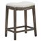 Amari French White Performance Grey Oak Wood Nailhead Backless Bar Stool|Kathy Kuo Home