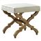 Amari French Country Beige Performance Brown Solid Oak Wood Rectangular Foot Stool|Kathy Kuo Home