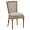 Emberly French Beige Cushion Grey Pine Wood Cane Burlap Nailhead Side Chair|Kathy Kuo Home