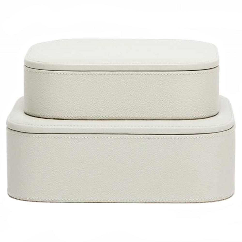 Pigeon and Poodle Dozza Modern Classic Light Gray Leather Decorative Box- Set of 2|