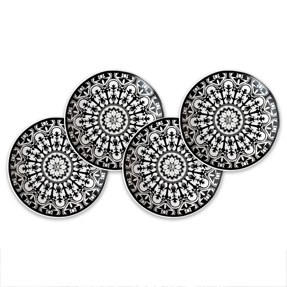 Casablanca Global Bazaar Black Porcelain Canape Plate - Set of 4|