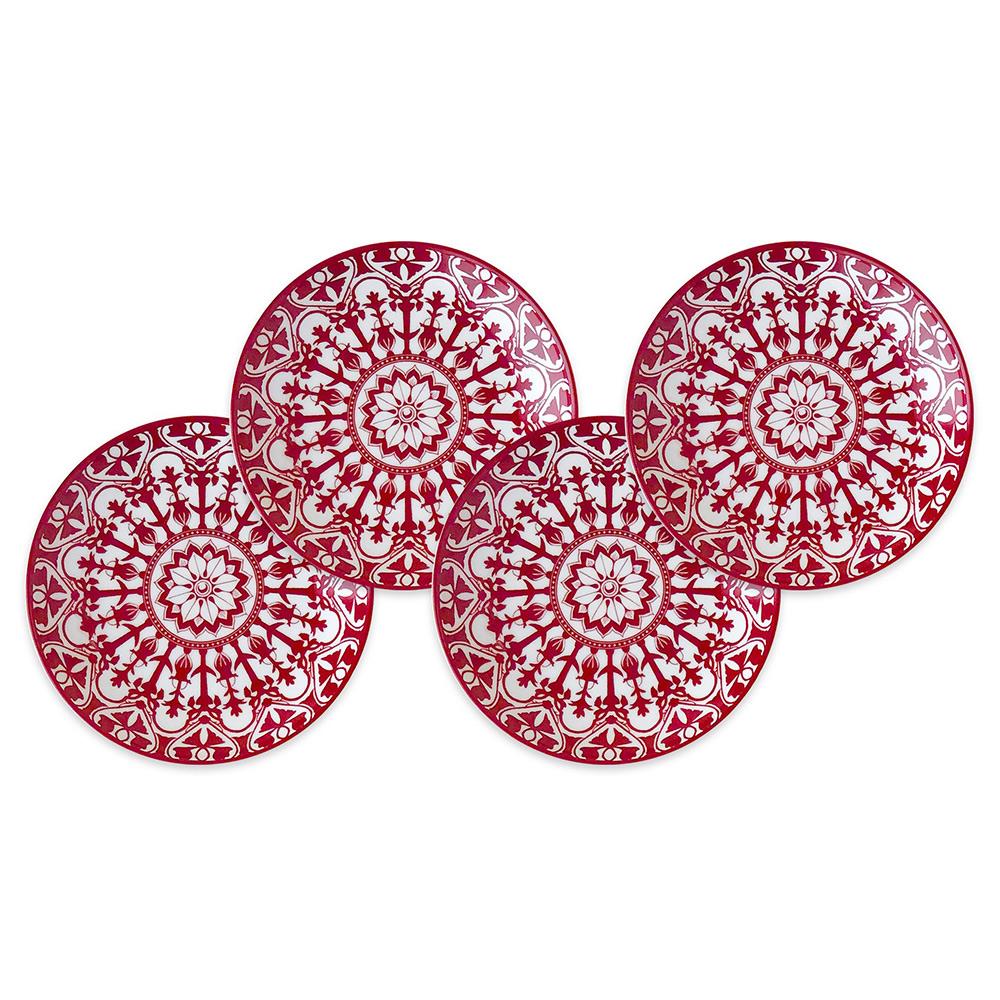 Casablanca Global Bazaar Crimson Porcelain Canape Plate - Set of 4|