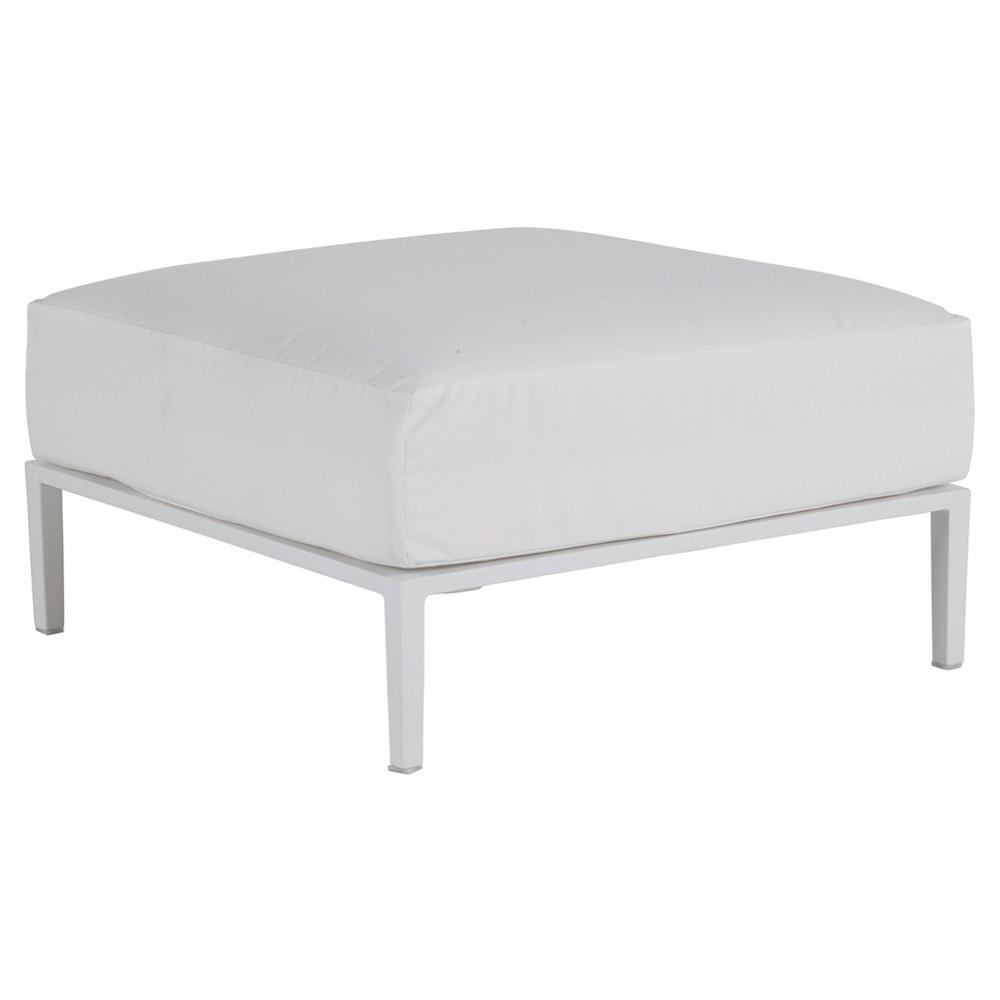 Havana Performance Cushion White Frame Cane Square Outdoor Ottoman|