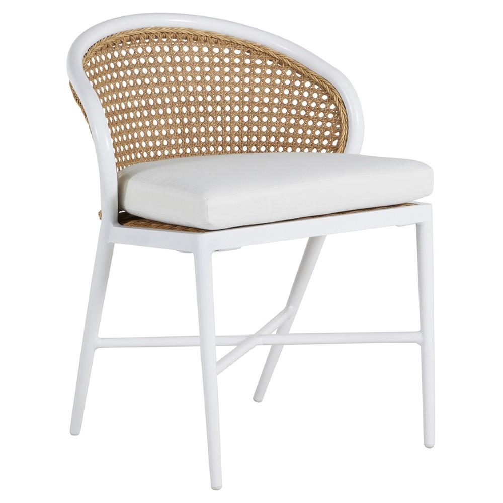 Havana Performance Cushion White Cane Outdoor Dining Side Chair|