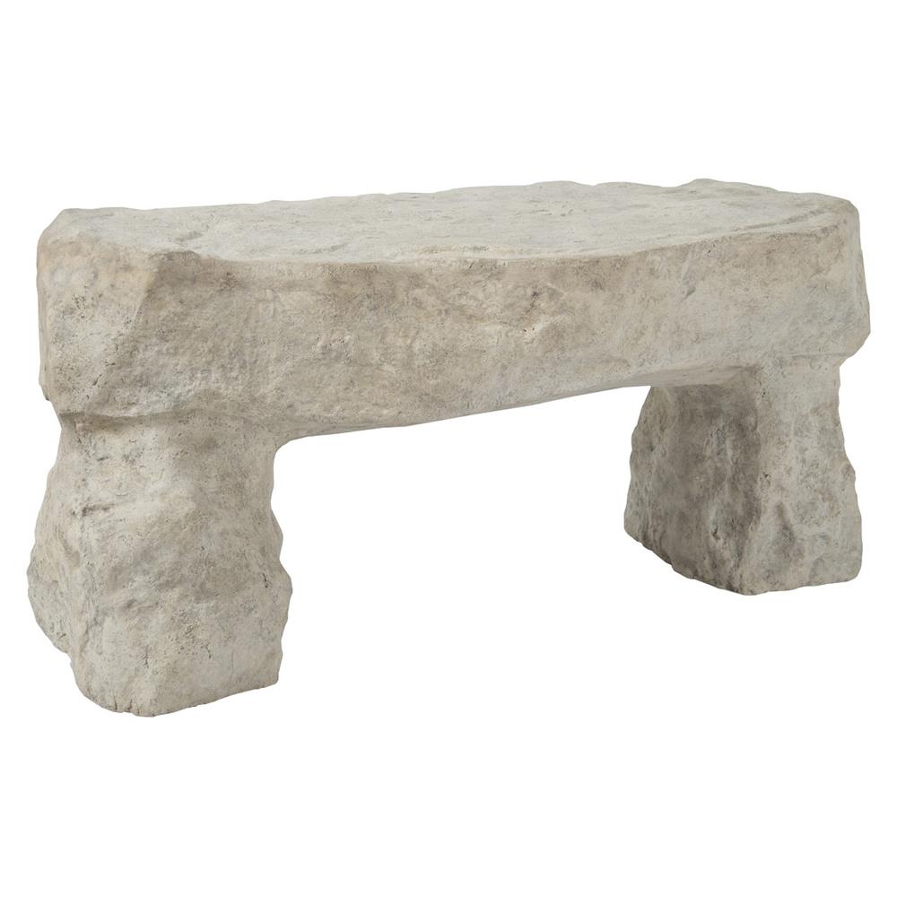 Nigel Industrial Loft Roman Stone Resin Outdoor Garden Bench|