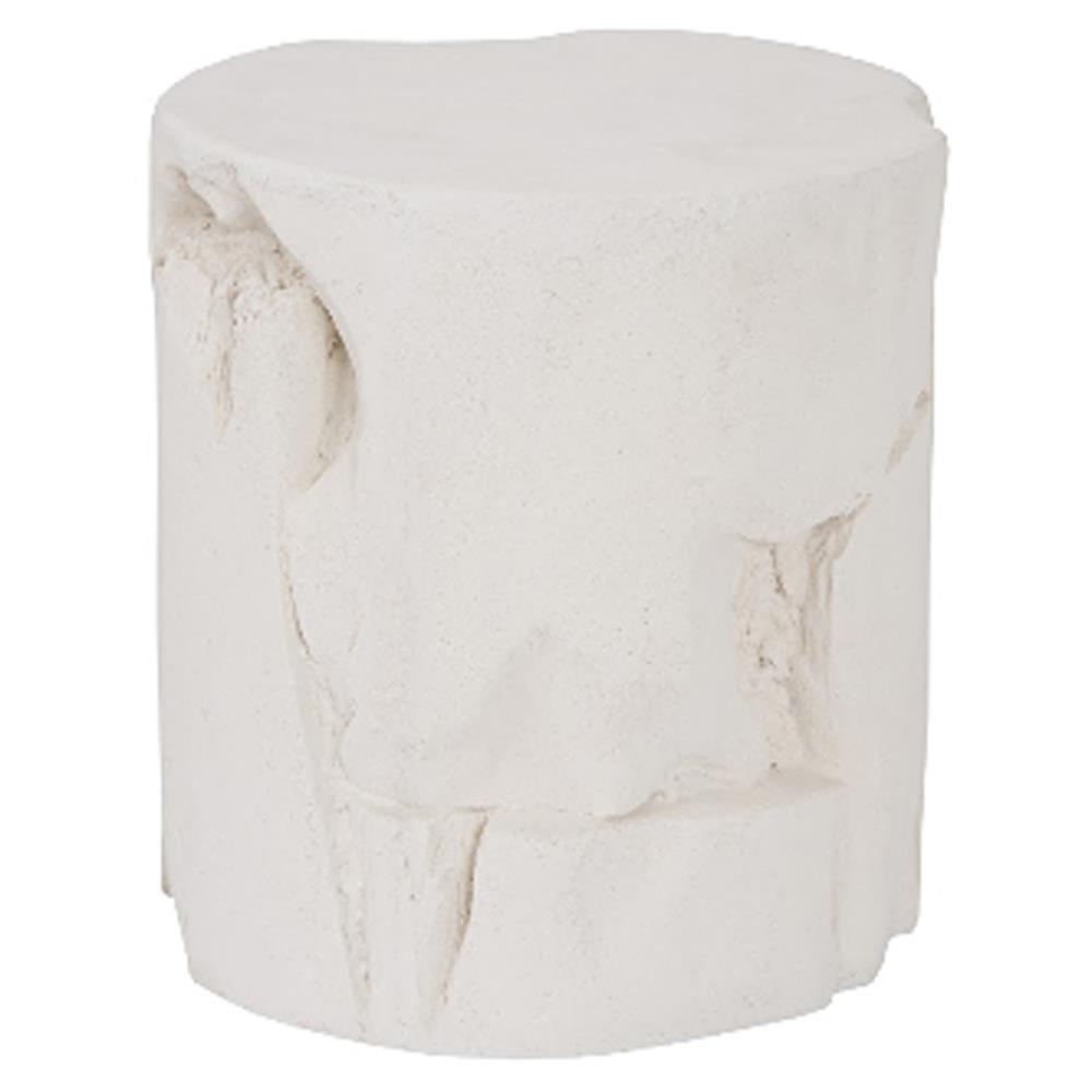 Beauden Coastal Beach Off-White Resin Round Outdoor Stool|