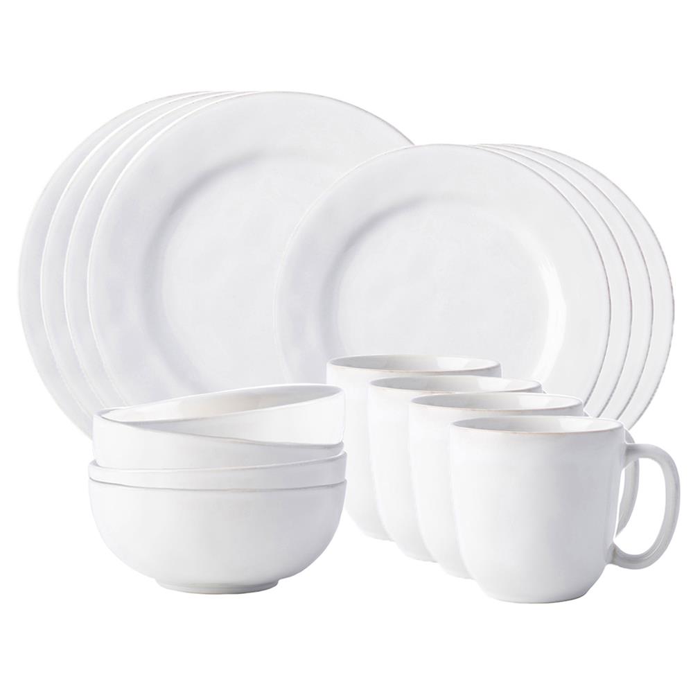 Juliska Puro Modern Classic Whitewash Ceramic 16 Piece Place Setting|